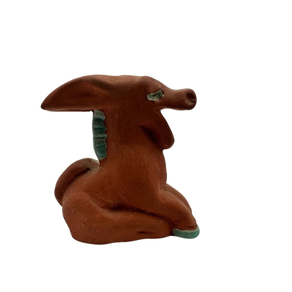 Handcrafted Clay Figurine Of A Sitting Animal Sculpture Signed Artist M Brooks